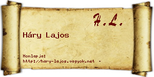 Háry Lajos névjegykártya